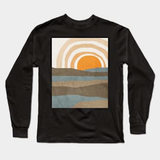 Abstract landscape, Retro, Mid century art Long Sleeve T-Shirt